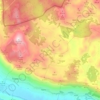 Mappa topografica Jesenice, altitudine, rilievo