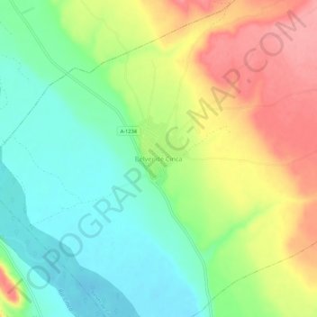 Mappa topografica Belver de Cinca, altitudine, rilievo