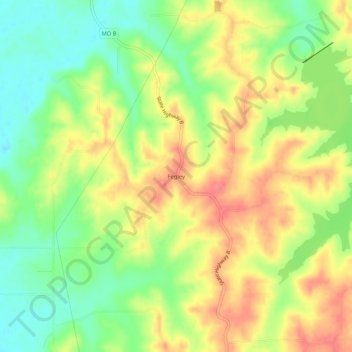Mappa topografica Fegley, altitudine, rilievo