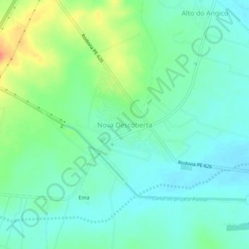 Mappa topografica Nova Descoberta, altitudine, rilievo