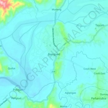 Mappa topografica Bangued, altitudine, rilievo