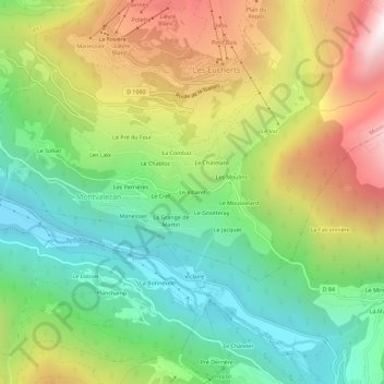 Mappa topografica Le Villaret, altitudine, rilievo