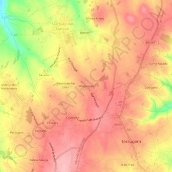 Mappa topografica Alfaquiques, altitudine, rilievo