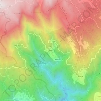 Mappa topografica Lomba, altitudine, rilievo