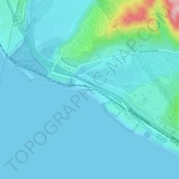 Mappa topografica San Onofre, altitudine, rilievo