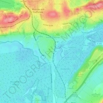 Mappa topografica Hechendorf, altitudine, rilievo