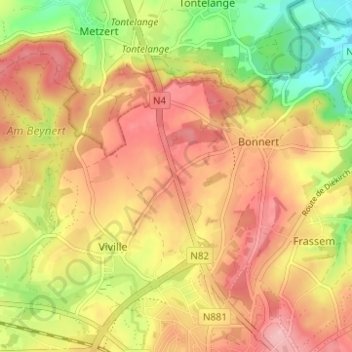 Mappa topografica Quatre Vents, altitudine, rilievo