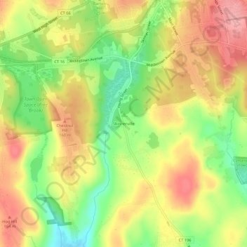 Mappa topografica Skinnerville, altitudine, rilievo