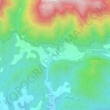 Mappa topografica Beuda, altitudine, rilievo