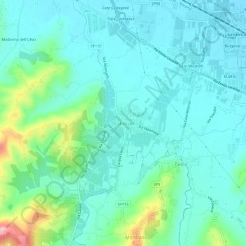 Mappa topografica Calisese, altitudine, rilievo
