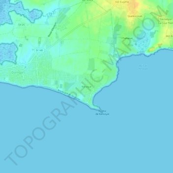 Mappa topografica Kervoyal, altitudine, rilievo