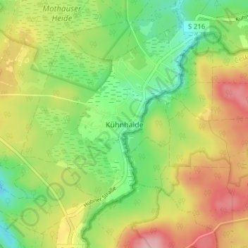Mappa topografica Kühnhaide, altitudine, rilievo