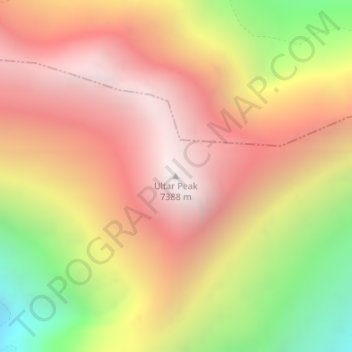 Mappa topografica Ultar Peak, altitudine, rilievo