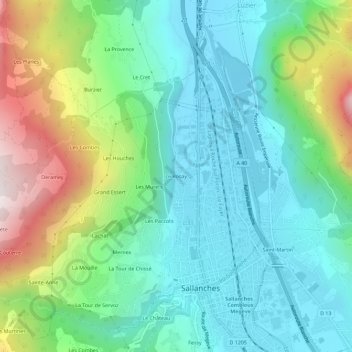 Mappa topografica Le Rosay, altitudine, rilievo
