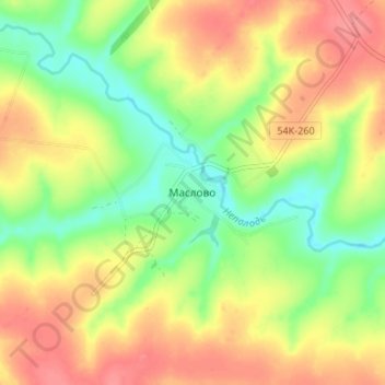Mappa topografica Маслово, altitudine, rilievo