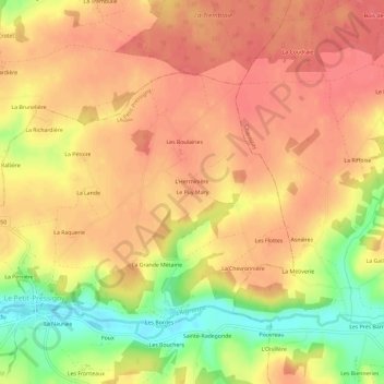 Mappa topografica Le Puy Mary, altitudine, rilievo