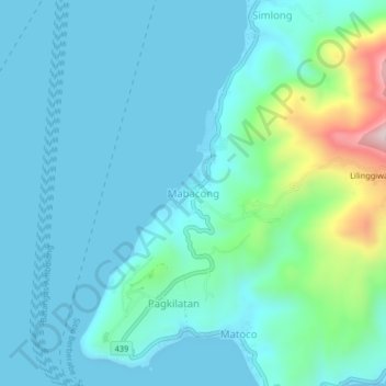 Mappa topografica Mabacong, altitudine, rilievo