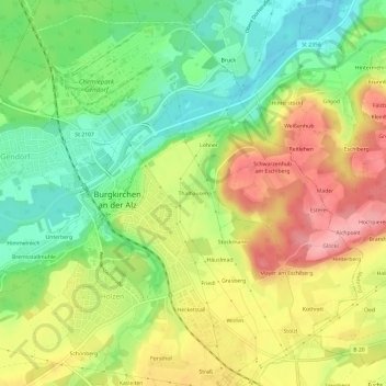 Mappa topografica Thalhausen, altitudine, rilievo