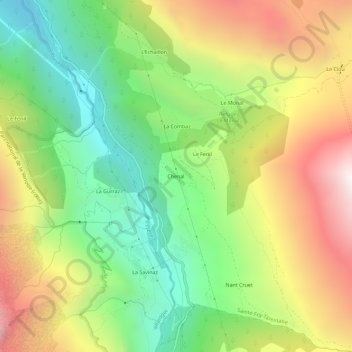 Mappa topografica Chenal, altitudine, rilievo