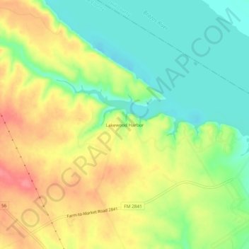 Mappa topografica Lakewood Harbor, altitudine, rilievo