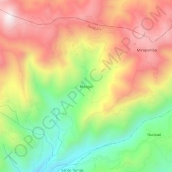 Mappa topografica Monjas, altitudine, rilievo