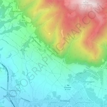 Mappa topografica Cesi, altitudine, rilievo
