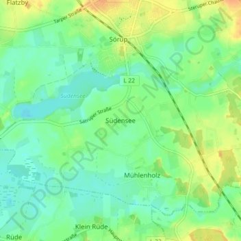 Mappa topografica Südensee, altitudine, rilievo