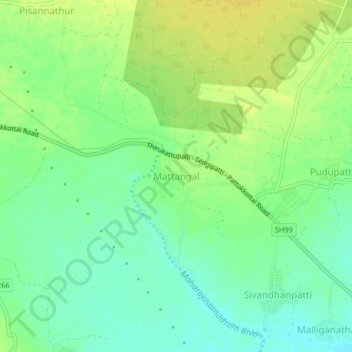 Mappa topografica Mattangal, altitudine, rilievo