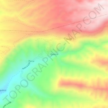 Mappa topografica Quinca, altitudine, rilievo