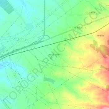 Mappa topografica Relvas Verdes, altitudine, rilievo