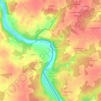 Mappa topografica Braud, altitudine, rilievo