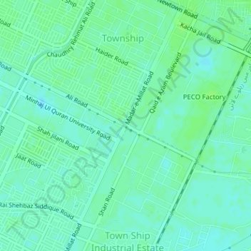 Mappa topografica Hamdard Chowk, altitudine, rilievo