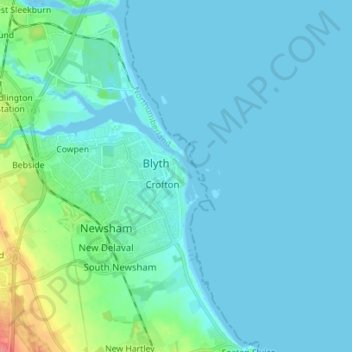 Mappa topografica Blyth, altitudine, rilievo