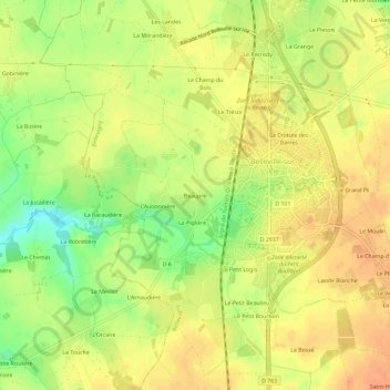 Mappa topografica Beaupré, altitudine, rilievo