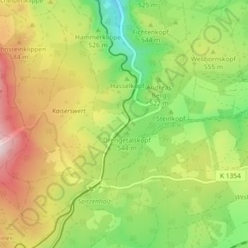 Mappa topografica Drei Annen, altitudine, rilievo