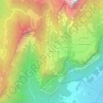 Mappa topografica Le Baure, altitudine, rilievo