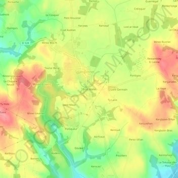 Mappa topografica Pont Mahé, altitudine, rilievo