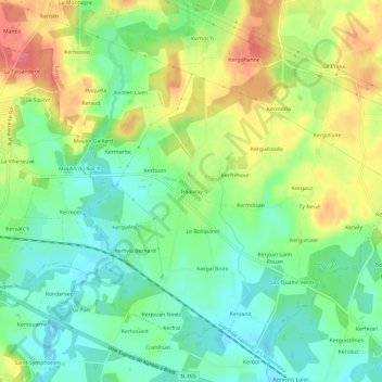 Mappa topografica Tréauray, altitudine, rilievo