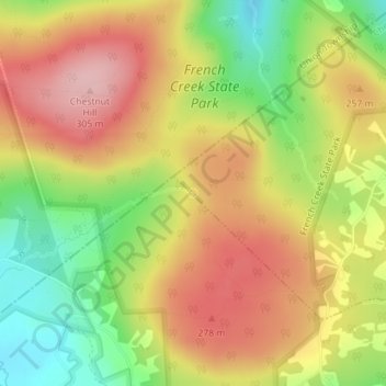 Mappa topografica Baptism Creek Spring, altitudine, rilievo