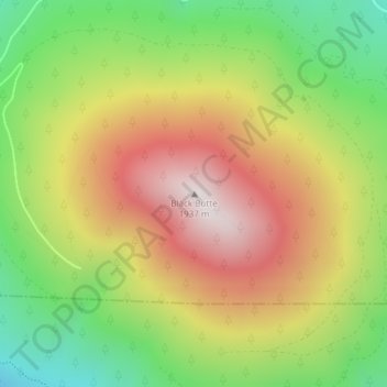 Mappa topografica Black Butte, altitudine, rilievo