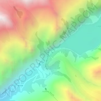Mappa topografica Parón Lake, altitudine, rilievo