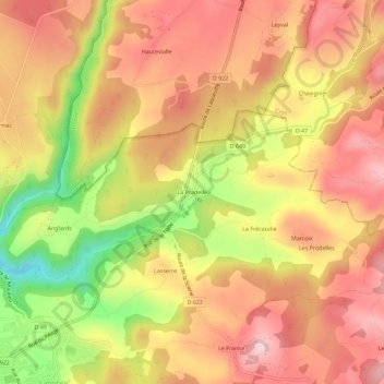 Mappa topografica La Pradelle, altitudine, rilievo