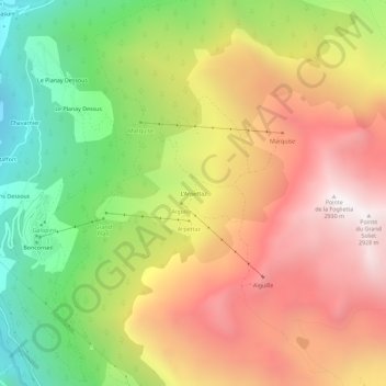 Mappa topografica L'Arpettaz, altitudine, rilievo
