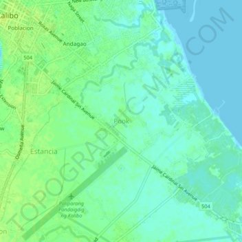 Mappa topografica Pook, altitudine, rilievo