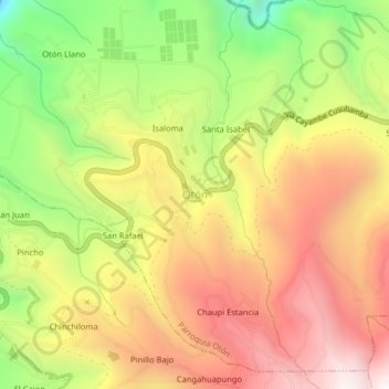 Mappa topografica Otón, altitudine, rilievo