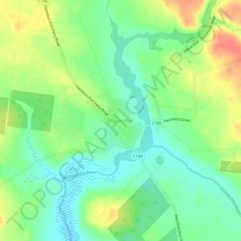 Mappa topografica Macarthur, altitudine, rilievo