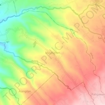Mappa topografica Malabanan, altitudine, rilievo