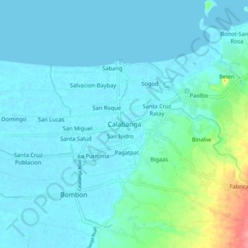 Mappa topografica Calabanga, altitudine, rilievo
