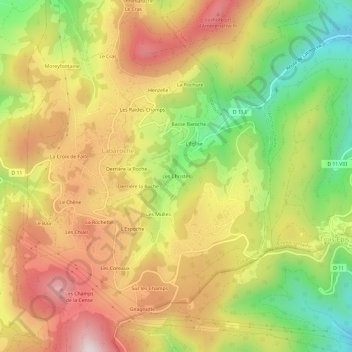Mappa topografica Les Christés, altitudine, rilievo