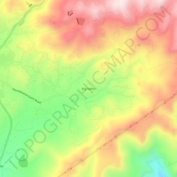 Mappa topografica Big Valley, altitudine, rilievo